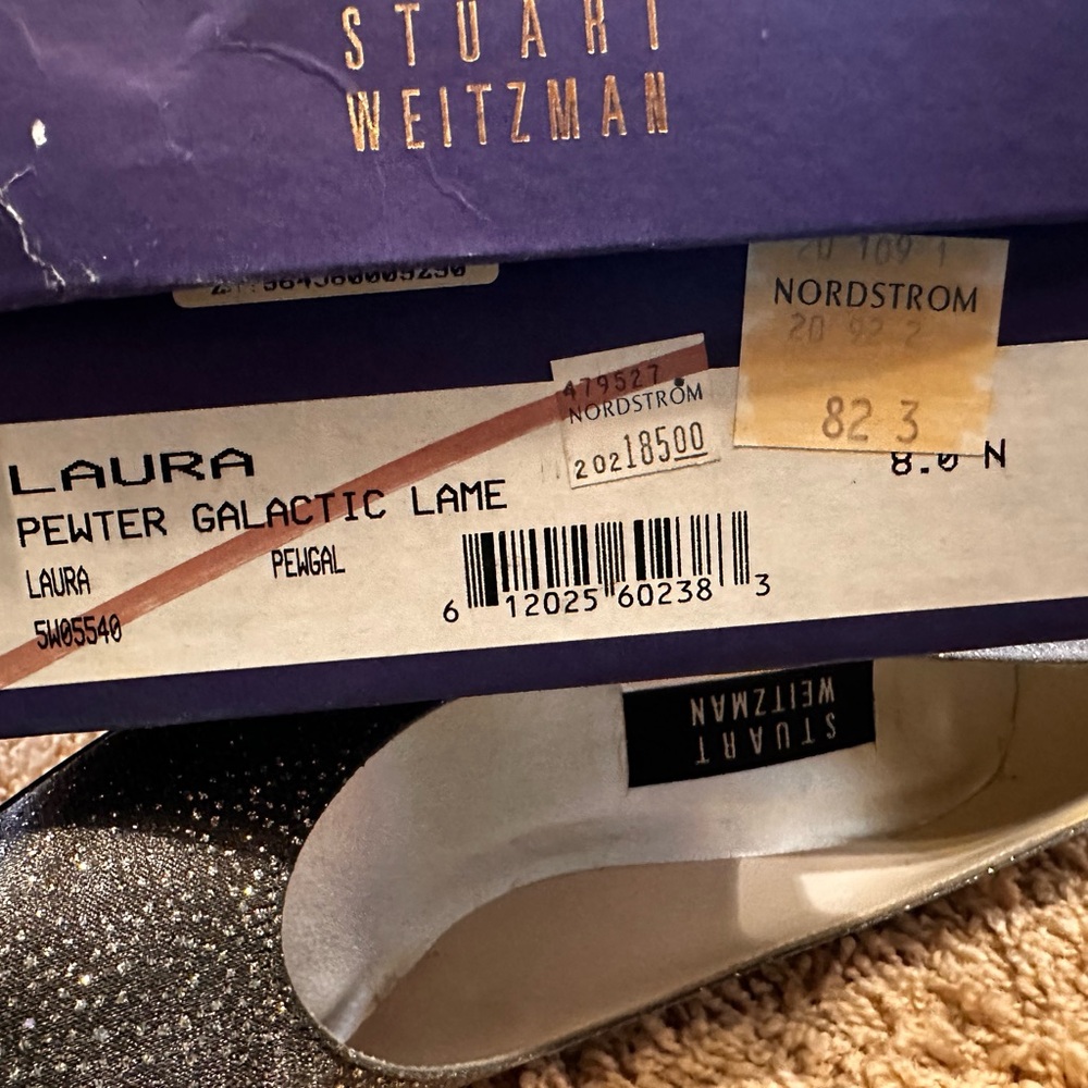 NWT- Stuart Weitzman Glittering Silver Heels - Picture 13 of 15